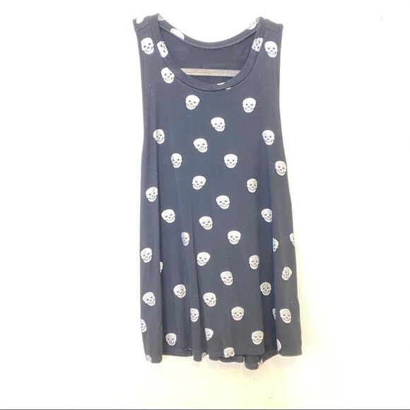 Terez Starry Eyed Skull Foil Razorback Tank Size S - Picture 2 of 4